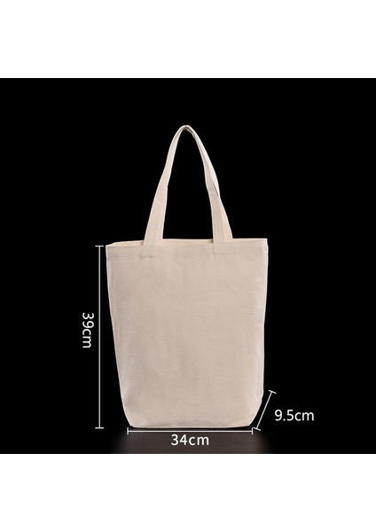 Beyaz 34X39X9.5CM Xingming Yüksek Kaliteli Kadın Erkek Çanta Kanvas Bez Çantalar Yeniden Kullanılabilir Pamuk Bakkal Yüksek Kapasiteli Alışveriş Çantası (Yurt Dışından)