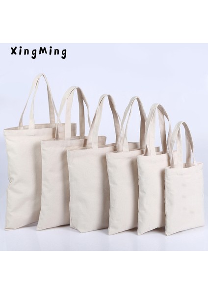 Beyaz 34X39X9.5CM Xingming Yüksek Kaliteli Kadın Erkek Çanta Kanvas Bez Çantalar Yeniden Kullanılabilir Pamuk Bakkal Yüksek Kapasiteli Alışveriş Çantası (Yurt Dışından) fiyatları