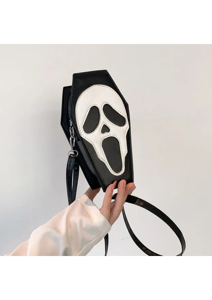 Siyah Cadılar Bayramı Hayalet Çanta Gotik Omuz Çantası Kadın Yenilik Şeytan Kafatası Komik Çanta Pu Deri Tote Crossbody Çanta Hayalet Çanta Çanta (Yurt Dışından)