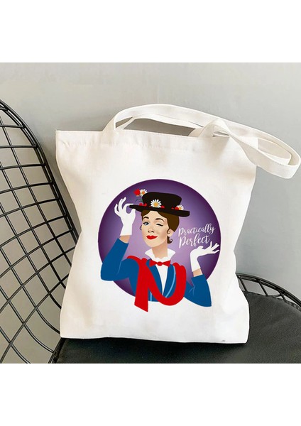B811 2021 Shopper Zarif Mary Poppins Kawaii Çanta Harajuku Kadın Alışveriş Çantası Kanvas Alışveriş Çantası Kız Tote Çanta Omuz Bayan Çantası (Yurt Dışından) fiyatları
