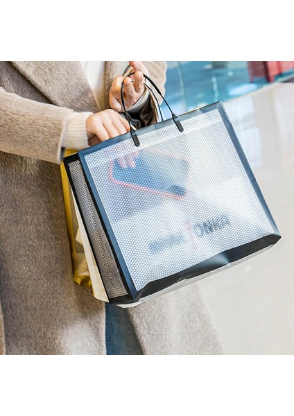 Açık Gri 42X33X12CM 1 Adet Yeniden Kullanılabilir Tote Çanta Çevre Dostu Alışveriş Çantaları Kadın Şeffaf Çanta Su Geçirmez Pvc Alışveriş Çantası Saklama Çantası Hediye Için (Yurt Dışından)