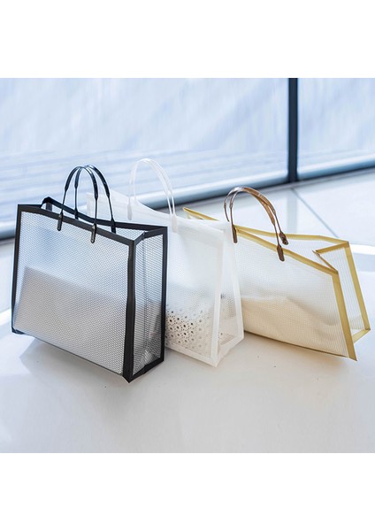 Açık Gri 42X33X12CM 1 Adet Yeniden Kullanılabilir Tote Çanta Çevre Dostu Alışveriş Çantaları Kadın Şeffaf Çanta Su Geçirmez Pvc Alışveriş Çantası Saklama Çantası Hediye Için (Yurt Dışından)