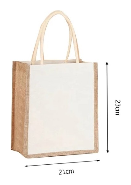21X23CM Eko Bez Çantalar Kadın Çuval Bezi Jüt Alışveriş Bez Çantalar Büyük Kapasiteli Alışveriş Çantası Su Geçirmez Yeniden Kullanılabilir Alışveriş Çantaları Çanta Çanta (Yurt Dışından)