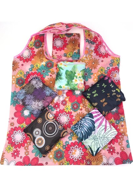 Stil 2 Moda Çiçek Eko Yeniden Kullanılabilir Alışveriş Çantaları Katlanabilir Alışveriş Çantası Tote Seyahat Taşınabilir Omuz Bakkal Çanta Depolama El Çantası (Yurt Dışından)
