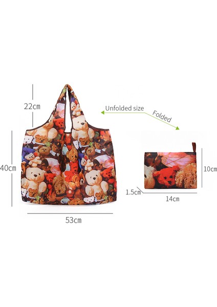 Z1801 Katlanır Alışveriş Çantası Çevre Dostu Yeniden Kullanılabilir Taşınabilir Omuz Çanta Seyahat Bakkal Moda Cep Bez Çantalar (Yurt Dışından)