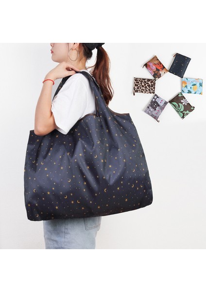 Z1801 Katlanır Alışveriş Çantası Çevre Dostu Yeniden Kullanılabilir Taşınabilir Omuz Çanta Seyahat Bakkal Moda Cep Bez Çantalar (Yurt Dışından)
