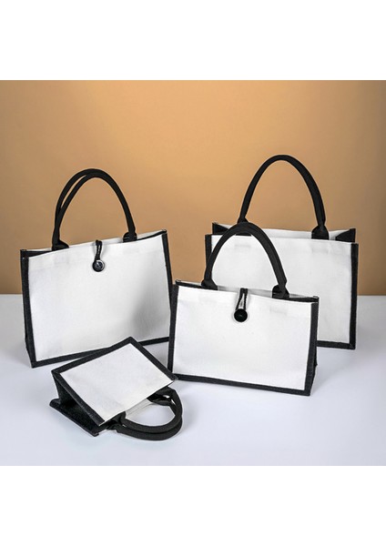 37X27X16CM Kanvas Keten Tote Çanta Büyük Kapasiteli Alışveriş Çantası Taşınabilir Çevre Dostu Bakkal Çanta Beyaz Renk Çok Boyutlu Kadın Alışveriş Çantası (Yurt Dışından)