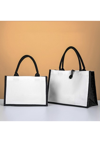 37X27X16CM Kanvas Keten Tote Çanta Büyük Kapasiteli Alışveriş Çantası Taşınabilir Çevre Dostu Bakkal Çanta Beyaz Renk Çok Boyutlu Kadın Alışveriş Çantası (Yurt Dışından)