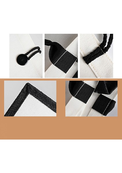 37X27X16CM Kanvas Keten Tote Çanta Büyük Kapasiteli Alışveriş Çantası Taşınabilir Çevre Dostu Bakkal Çanta Beyaz Renk Çok Boyutlu Kadın Alışveriş Çantası (Yurt Dışından)