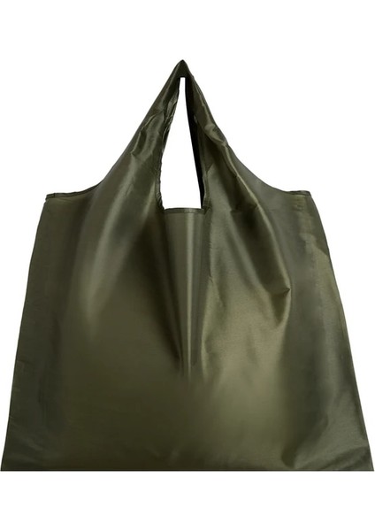 Yeşil Büyük Boy Kalın Naylon Büyük Tote Eko Yeniden Kullanılabilir Polyester Taşınabilir Omuz Kadın Çanta Katlanır Kese Alışveriş Çantası Katlanabilir (Yurt Dışından)