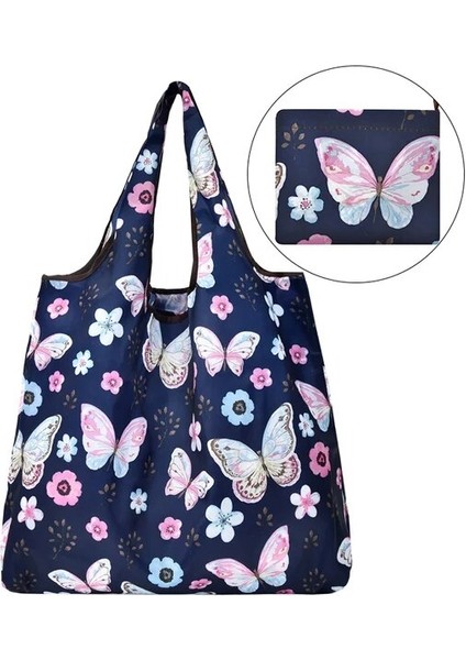 61015 M Orta Büyük Kapasiteli Katlanabilir Alışveriş Çantaları Taşınabilir Moda Cepler Yırtılmaya Dayanıklı Yeniden Kullanılabilir Tote Çanta Eko-Çantalar (Yurt Dışından)