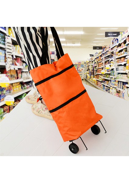 Siyah 49 x 39 x 29 cm Tekerlekli Katlanabilir Alışveriş Arabası Çantası Büyük Yeniden Kullanılabilir Kumaş El Çantası Bolsas Eko Kumaş Süpermarket Bakkal Çekme Sepeti Çantası (Yurt Dışından) indirimleri