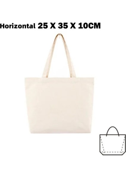 BEJ-25X35X10CM Büyük Kapasiteli Kanvas Alışveriş Çantaları Katlanır Çevre Dostu Pamuk Bez Çantalar Yeniden Kullanılabilir Diy Omuz Çantası Bakkal Çanta Bej Beyaz (Yurt Dışından)