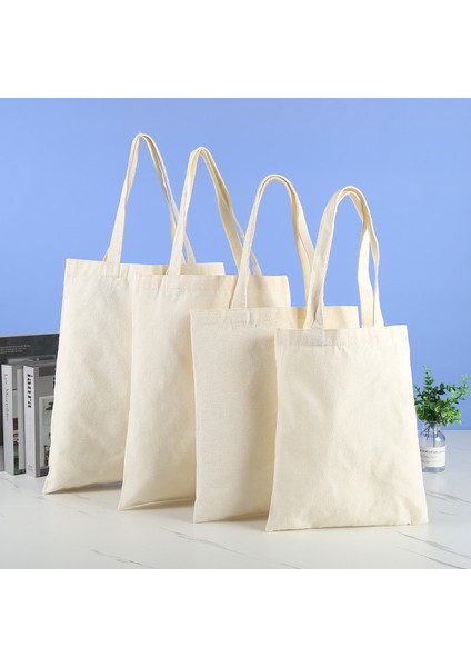 BEJ-25X35X10CM Büyük Kapasiteli Kanvas Alışveriş Çantaları Katlanır Çevre Dostu Pamuk Bez Çantalar Yeniden Kullanılabilir Diy Omuz Çantası Bakkal Çanta Bej Beyaz (Yurt Dışından) fırsatları