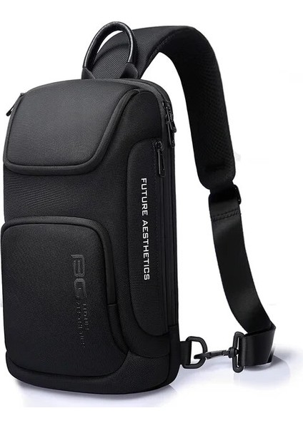 Siyah Bange Crossbody Çanta Erkekler Için Taşınabilir Su Geçirmez Omuz Askılı Postacı Çantaları Erkek Seyahat Kısa Seyahat Göğüs Çantası 9.7 Inç Ipad Için Fit (Yurt Dışından)