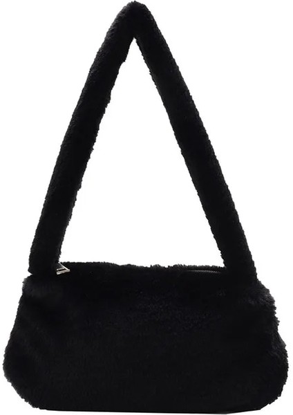 Model 2 Moda Kadın Peluş Koltukaltı Çanta Mini Katı Fermuar Peluş Hayvan Desen Omuz Çantaları Bayan Basit Taşınabilir Günlük Çanta (Yurt Dışından)