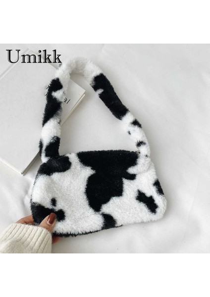 Model 2 Moda Kadın Peluş Koltukaltı Çanta Mini Katı Fermuar Peluş Hayvan Desen Omuz Çantaları Bayan Basit Taşınabilir Günlük Çanta (Yurt Dışından) fiyatları