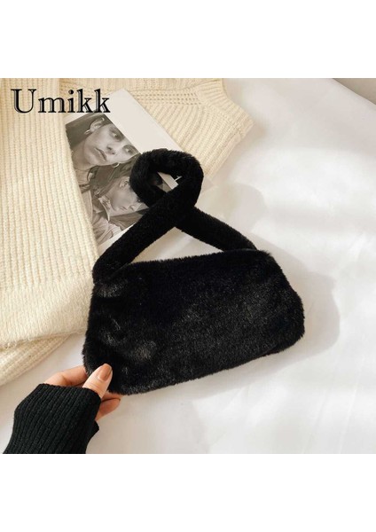 Model 2 Moda Kadın Peluş Koltukaltı Çanta Mini Katı Fermuar Peluş Hayvan Desen Omuz Çantaları Bayan Basit Taşınabilir Günlük Çanta (Yurt Dışından) fırsatları