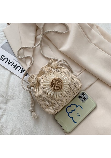 Beyaz Moda Crossbody Çanta Ipli Çiçek Kova Çanta Dokuma Hasır Çanta Yaz Messenger Çanta Omuz Çantası Çanta Tüm Maç (Yurt Dışından) fiyatları