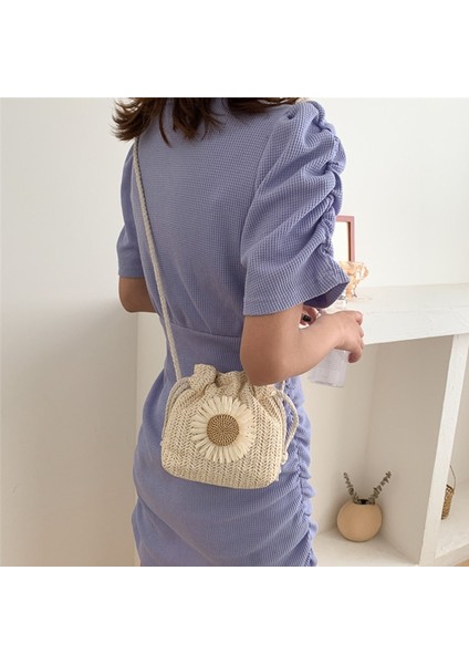 Beyaz Moda Crossbody Çanta Ipli Çiçek Kova Çanta Dokuma Hasır Çanta Yaz Messenger Çanta Omuz Çantası Çanta Tüm Maç (Yurt Dışından) modelleri