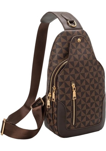 Kahverengi C Lüks Marka Küçük Ince Göğüs Çanta Erkekler Için Crossbody Çanta Kadın Sling Paketi Tasarımcı Göğüs Paketi Kısa Gezi Omuz Çantası Unisex (Yurt Dışından)