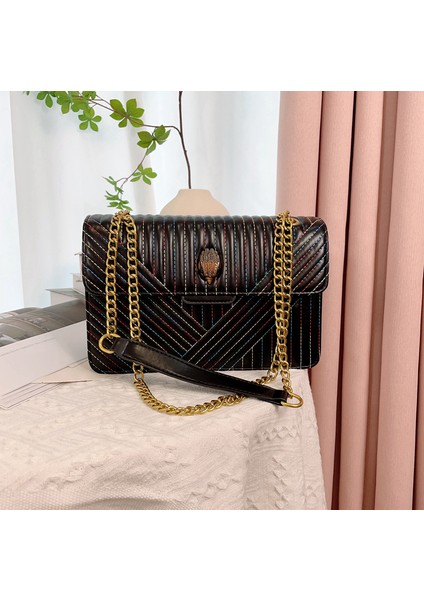 Sarı 27X17X8CM Kadın Crossbody Çanta 2023 Yumuşak Deri Kadın Çantası Metal Kuş Kafası Dekorasyon Toka Doku Küçük Kare Çanta Zincir Omuz Çantası (Yurt Dışından) fırsatları