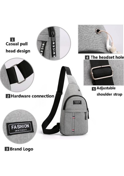 Gri Erkek Omuz Çantaları Naylon Bel Paketleri Sling Çanta Crossbody Açık Spor Omuz Göğüs Günlük Piknik Kanvas Postacı Çantası Bolsa (Yurt Dışından) indirimleri