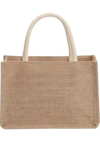 23X16X12CM Kadın Çuval Bezi Bez Çantalar Plaj Alışveriş Çantası Kanvas Keten Ambalaj Organizatör Toplu Diy Konteyner Çevre Dostu Çanta (Yurt Dışından)