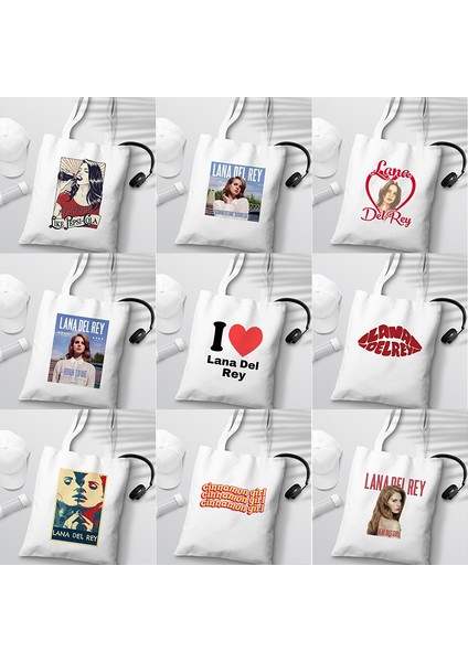 E146 Lana Del Rey Logo Baskılı Grafik Hipster Karikatür Baskı Tote Alışveriş Çantaları Kız Moda Rahat Paket Yüksek Kapasiteli El Çantası (Yurt Dışından)
