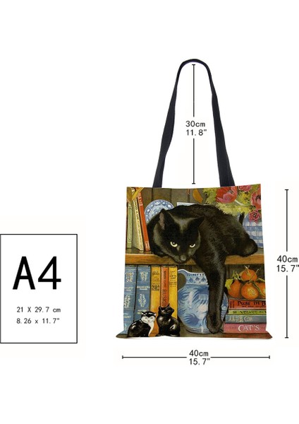 Stil 2 Özelleştirmek Yağlıboya Kedi Baskı Bayan Tasarımcı Bez Çantalar Keten Yeniden Kullanılabilir Alışveriş Çantası Bakkaliye Omuz Çantaları Bayan Için (Yurt Dışından) fırsatları