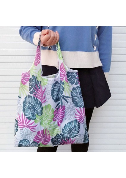 12 Moda Baskı Katlanabilir Çevre Dostu Alışveriş Çantası Tote Katlanır Kese Çanta Seyahat Bakkal Çantası Için Uygun Büyük Kapasiteli (Yurt Dışından)