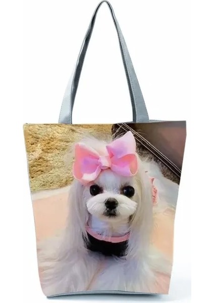 HL8708 Shih Tzu Sevimli Shih Tzu Baskı Alışveriş Çantaları Hayvan Köpek Tote Çanta Özel Grafik Bakkal Kadın Çanta Büyük Kapasiteli Omuz Çantaları (Yurt Dışından)