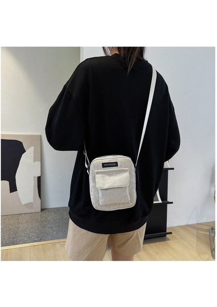 Stil 2 Kadın Kadife Omuz Çantaları Çizgili Kumaş Kumaş Çanta Rahat Zip Tote Kanvas Crossbody Çanta Bayanlar Için Sevimli Alışveriş Çantası (Yurt Dışından) indirimleri