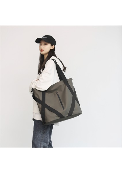 Siyah 43X40X18 cm Su Geçirmez Oxford Büyük Tote Çanta Kadınlar Için Moda Basit Büyük Paket Alışveriş Bayan Çanta Gözyaşı Önleyici Eğlence Kadın Omuz Çantası (Yurt Dışından)