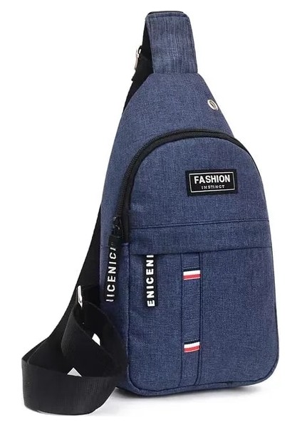 Blue1 Göğüs Çantası Moda Yeni Düz Renk Erkek Göğüs Çantası Açık Rahat Moda Bir Omuz Crossbody Çanta Su Geçirmez Tek Omuz Çantası (Yurt Dışından)