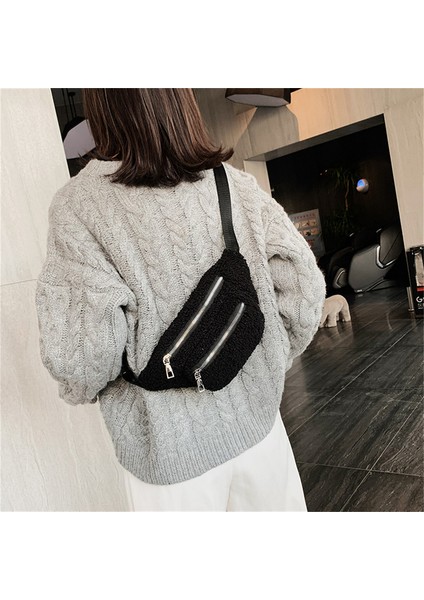 Bej Peluş Kadın Bel Çantası Düz Renk Kemer Çanta Omuz Crossbody Göğüs Çanta Marka Tasarımcısı Kadın Fanny Paketi Muz Kalça Çanta (Yurt Dışından) fırsatları