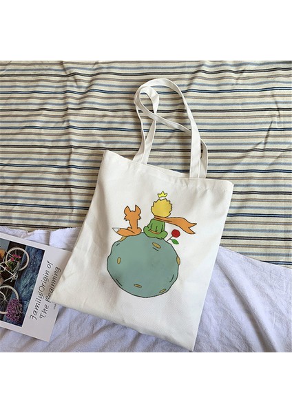 22 Bir Boyut Moda Trendi Karikatür Baskı Kanvas Tote Çanta Kore Alışveriş Çantası Bayanlar Günlük Çok Yönlü Omuz Çantası Küçük Prens Desen Çanta (Yurt Dışından) fırsatları