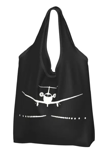 24 Alışveriş Çantası Yeniden Kullanılabilir Uçmak Için Doğan Uçuş Pilotu Alışveriş Çantası Kadın Tote Çanta Taşınabilir Uçan Havacılık Aviator Bakkal Alışveriş Çantaları (Yurt Dışından)