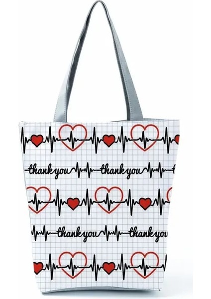 HL4551 Hemşire Çanta Hemşire Baskı Çanta Yüksek Kapasiteli Eko Yeniden Kullanılabilir Alışveriş Çantası Günlük Rahat Tote Karikatür Kadın Katlanabilir Omuz Çantası Dropshipping (Yurt Dışından)