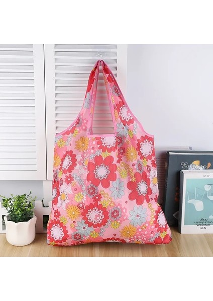 D Moda Baskı Katlanabilir Çevre Dostu Alışveriş Çantası Tote Katlanır Kese Çanta Seyahat Bakkal Çantası Için Uygun Büyük Kapasiteli (Yurt Dışından)