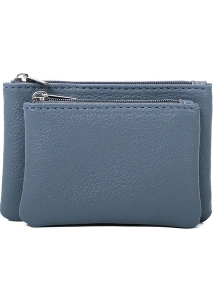 Mavi Moda Kadın Cüzdan Debriyaj Çift Fermuarlı Kadın Kısa Küçük Bozuk Para Cüzdanı Saklama Çantası Yumuşak Mini Kartlıklı Cüzdan Para Çantası (Yurt Dışından)