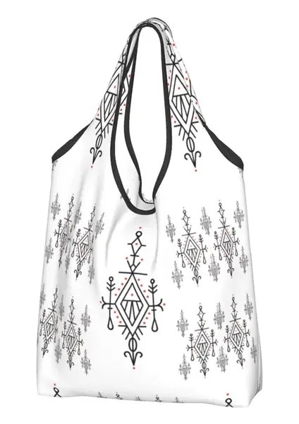 17 Alışveriş Çantası Özel Kabyle Takı Alışveriş Çantaları Kadın Taşınabilir Büyük Kapasiteli Bakkal Amazigh Halı Berber Shopper Bez Çantalar (Yurt Dışından)