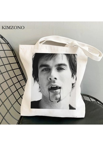 28904 The Vampire Diaries Alışveriş Çantası Bakkal Alışverişçisi Jüt Çanta Geri Dönüşüm Çantası Pamuklu Alışveriş Çantası Bolsa Compra Dokuma Kesesi Doku (Yurt Dışından) fiyatları