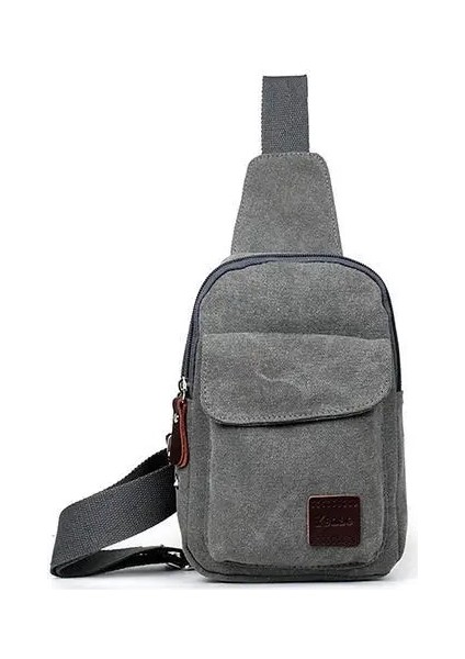 Açık Gri Sıcak Erkek Küçük Göğüs Tek Kollu Çanta Tuval Seyahat Yürüyüş Rahat Fermuar Çapraz Vücut Messenger Omuz Sırt Çantası Küçük (Yurt Dışından)