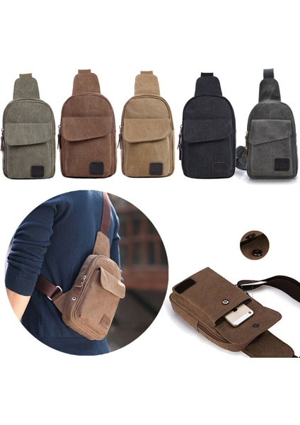 Açık Gri Sıcak Erkek Küçük Göğüs Tek Kollu Çanta Tuval Seyahat Yürüyüş Rahat Fermuar Çapraz Vücut Messenger Omuz Sırt Çantası Küçük (Yurt Dışından) modelleri