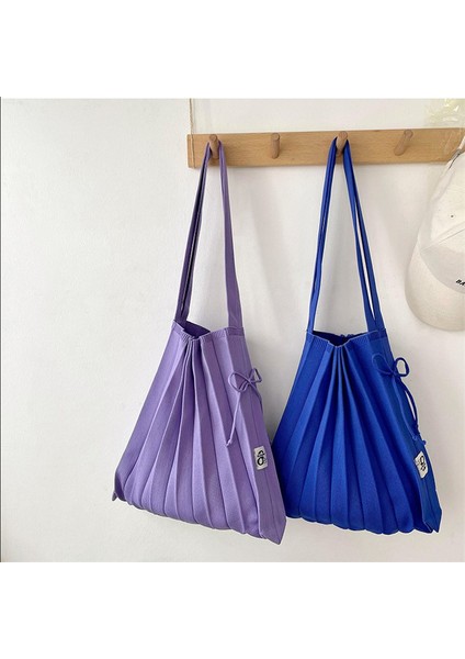 Mor 31X34CM Kadın Yün Örme Pileler Tote Organ Çanta Tasarımcısı Şık Dikiş Kontrast Kore Moda Omuz Alışveriş Çantası Kadınlar Için (Yurt Dışından) modelleri