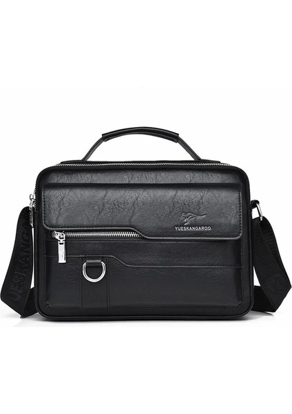 Siyah Lüks Kanguru Marka Postacı Çantası Erkek Deri Rahat Erkekler Için Crossbody Çanta Kahverengi Siyah Iş Omuzdan Askili Çanta Erkek Çanta (Yurt Dışından)