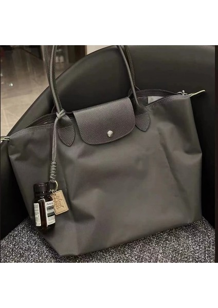 Grafit Gary S Fransız Moda Hamur Topuzu Naylon Omuz Çantası Büyük Kapasiteli Katlanır Büyük, Orta ve Küçük Alışveriş Çok Yönlü Tote Çanta (Yurt Dışından)