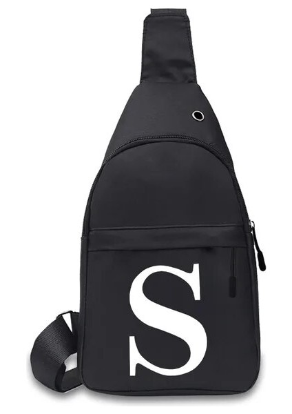 Mektup S Erkekler Moda Göğüs Çantası 26 Mektuplar Baskılı Doğa Sporları Kanvas Organizatör Cüzdan Erkek Rahat Messenger Omuz Çantaları Fanny Paketi (Yurt Dışından)