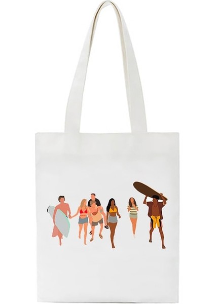 17 33X37CM 13X14.6IN Dış Bankalar Tv Bez Çantalar Kadınlar Için Yaz Alışveriş Çantası Rahat Yeniden Kullanılabilir Eko Alışveriş Çantası Pogue Life Bolsa Feminina (Yurt Dışından)